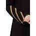 A-line abaya with golden lace at sleeves-Black-golden